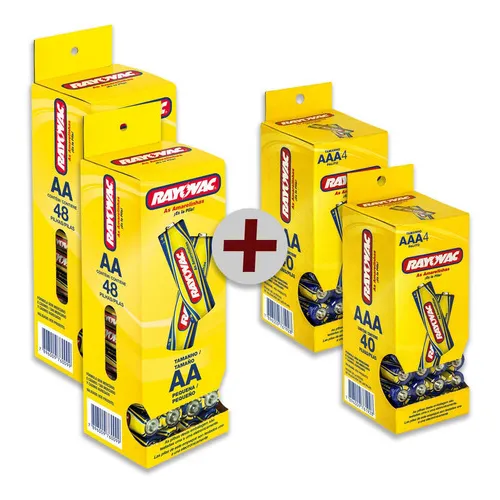 Kit 96 Pilhas Aa + 80 Aaa Zinco Carvão Rayovac Tubo Foto 1