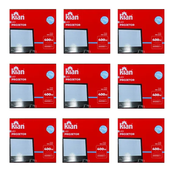 Kit 9x Refletor Kian 400w 6500k Branco Frio Ip65 Foto 1
