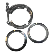 Kit Abraçadeira 3 Pol V-band V-clamp + Par Flanges - Inox Cor Cinza Foto mini 1