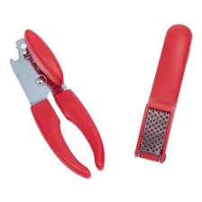 Kit Abridor De Lata Espremedor De Alho 2 Pç Vermelho Oikos Foto mini 1