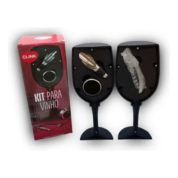 Kit Abridor De Vinho 3 Peças Formato De Taça Foto 1