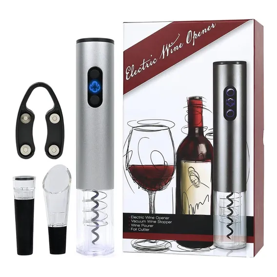 Kit Abridor Vinhos Elétrico Em Aço Inox Saca Rolha Foto 1