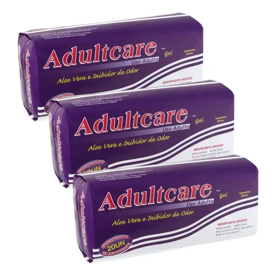 Kit Absorvente Unissex Adultcare 3 Pacotes 60 Unidades Foto 1