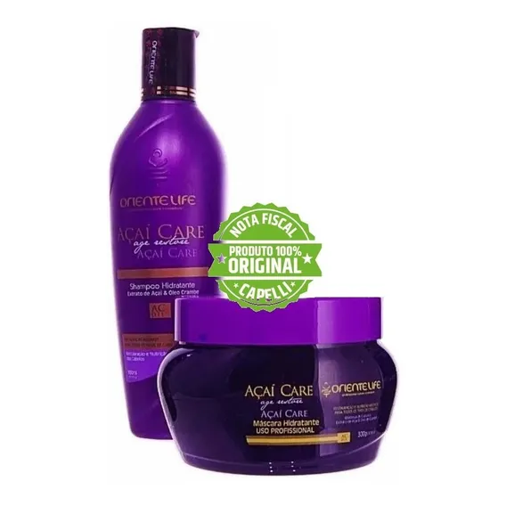 Kit Açaí Care Shampoo Mascara Hidratante Cabelos Ressecados Foto 1