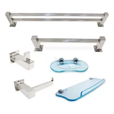 Kit Acessório Banheiro Alto Padrão Brilho - Aço Inox Foto  mini 1