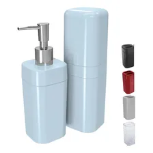 Kit Acessório Banheiro Porta Escova Sabão - Azul Foto  mini 1