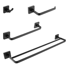 Kit Acessório Quadrado Aço Inox Preto Fosco Banheiro 4 Peças Foto  mini 1