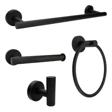 Kit Acessórios 4pcs P/ Banheiro Lavabo Aço Inox Preto Foto mini 1