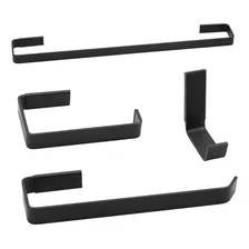 Kit Acessórios Banheiro 04 Peças Stander Square Black Cor Preto Foto  mini 1