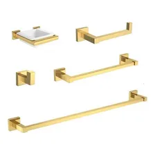 Kit Acess贸rios Banheiro 05 Pe莽as Quadratta Gold Deca Foto mini 1