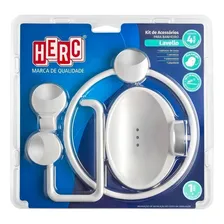 Kit Acessorios Banheiro 4pçs Lavello Branco / Cromado Herc Foto mini 1