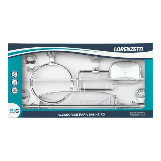 Kit Acessórios Banheiro 6 Peças Cromado Attic Lorenzetti Foto 1
