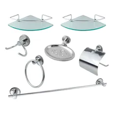 Kit Acess贸rios Banheiro Inox C/ 2x Porta Shampoo Canto Vidro Foto mini 1