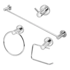 Kit Acessórios Banheiro Metal Cromado 4 Peças Completo Foto mini 1