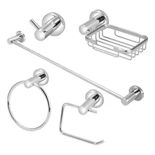 Kit Acessórios Banheiro Metal Cromado 5 Peças Completo Foto mini 1