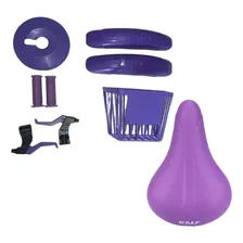 Kit Acessórios Bicicleta + Banco Selim Carrinho Aro 16 Lilás Foto mini 1