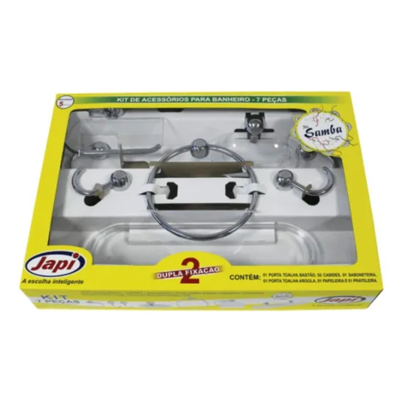 Kit Acessorios De Banheiro Samba Japi 7 Peças Cor Cromado Foto 1