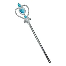Kit Acessórios Frozen Elsa Com Trança Luvas Coroa E Varinha Cor Azul Foto mini 3