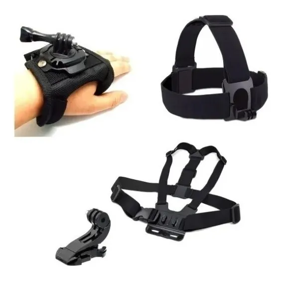 Kit Acessórios Gopro Suporte Peito Cabeça Pulso Strep Foto 1