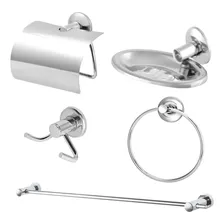 Kit Acessórios P/ Banheiro Aço Inox 5 Peças 05 Anos Foto mini 1
