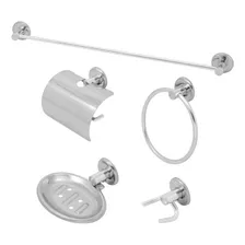 Kit Acessórios P/ Banheiro Inox 6 Peças + Porta Shampoo Reto Foto mini  2