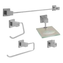 Kit Acessórios P/ Banheiro Metal 5 Peças Luxo Quadrado Foto mini 1