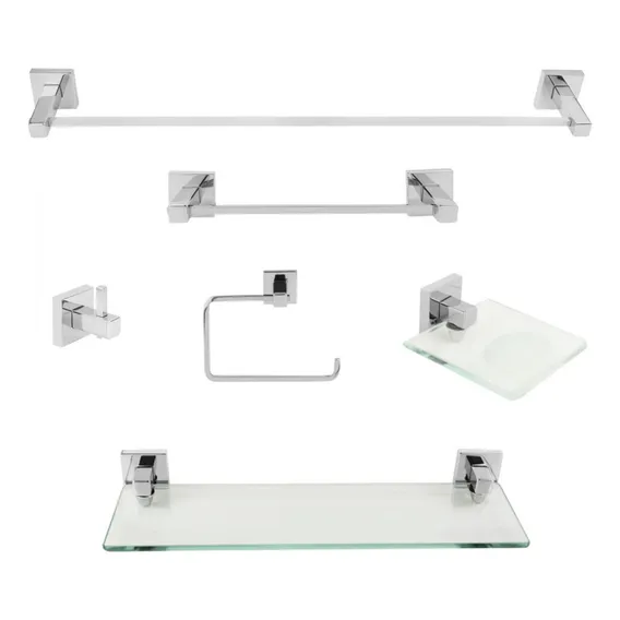 Kit Acessórios Para Banheiro 6 Peças Inox Square Ducon Foto 1
