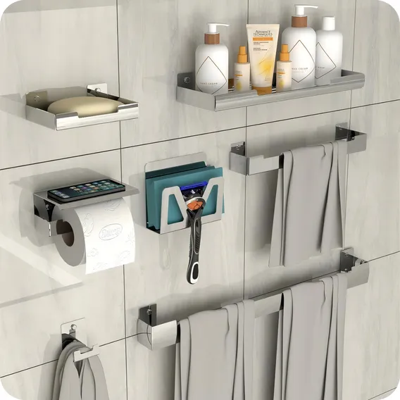 Kit Acessórios Para Banheiro 7 Peças Inox ELG Foto 1