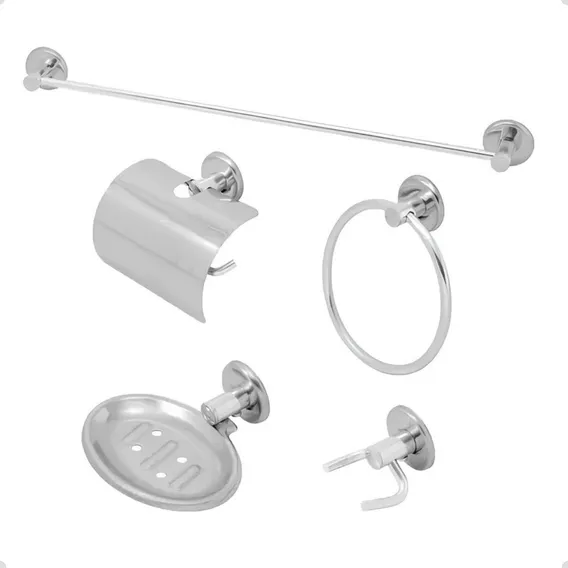 Kit Acessórios Para Banheiro Aço Inox 5 Peças Foto 1