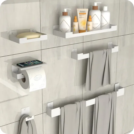 Kit Acessórios Para Banheiro Branco 6 Peças ELG Foto 1