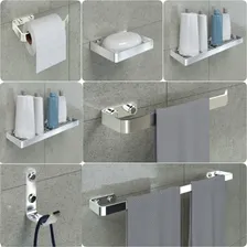 Kit Acessórios Para Banheiro Cromado 7 Peças Foto  mini 1