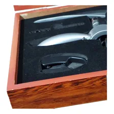 Kit Acess贸rios Para Vinho Saca Rolhas Caixa De Madeira Foto mini 4