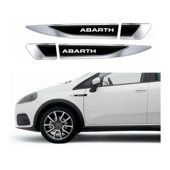 Kit Adesivo Aplique Lateral Para Fiat Punto Abarth 19833 Cor CROMADO Foto 1