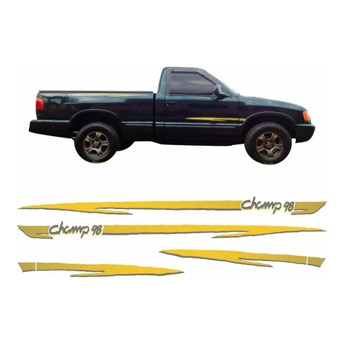 Kit Adesivo Chevrolet S10 Champ 1998 Faixa Lateral Completo Cor Padrão Foto 1
