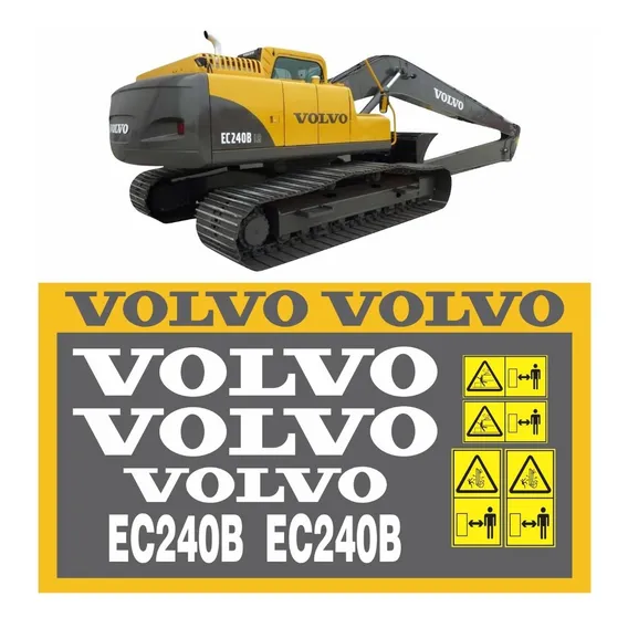 Kit Adesivo Completo Escavadeira Compatível Com Volvo Ec240b Cor ADESIVO EMBLEMA GRÁFICO EC 240B Foto 1