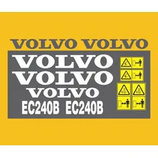 Kit Adesivo Completo Escavadeira Compatível Com Volvo Ec240b Cor ADESIVO EMBLEMA GRÁFICO EC 240B Foto mini 2