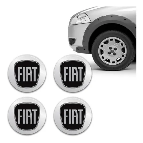 Kit Adesivo De Calota Emblema Fiat Black Piano Resinado 55mm Foto 1