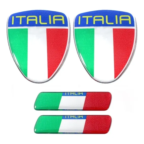 Kit Adesivo Emblema Resinado Coluna Porta Italia 4pçs Foto 1