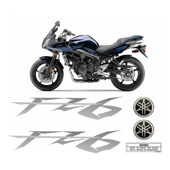 Kit Adesivo Emblema Yamaha Fazer Fz6 + Logo Resinado Fz6n602 Cor ADESIVO EMBLEMA GRÁFICO FZ6 Foto 1