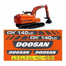 Kit Adesivo Escavadeira Doosan Dx140 Lc Dx140lc Completo Mk Cor DX 140LC Foto  mini 1