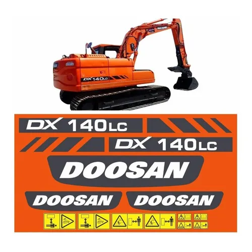 Kit Adesivo Escavadeira Doosan Dx140 Lc Dx140lc Completo Mk Cor DX 140LC Foto 1