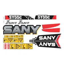 Kit Adesivo Escavadeira Hidráulica Sany Sy55c + Etiqueta Mk Foto mini 1