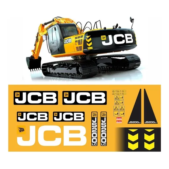 Kit Adesivo Escavadeira Jcb Js200 Lc + Etiqueta Mk Foto 1