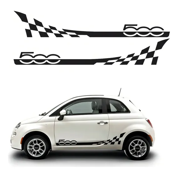 Kit Adesivo Faixa Lateral Para Fiat 500 Italia 20621 Cor Preto Foto 1