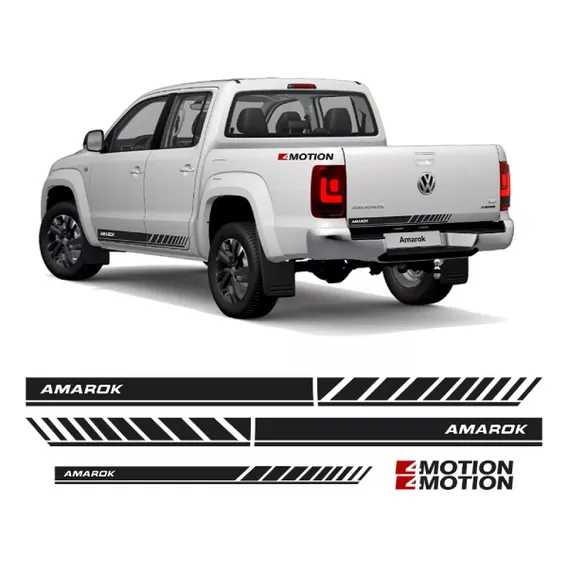 Kit Adesivo Faixa Lateral Traseira Vw Amarok 4motion Preto Foto 1