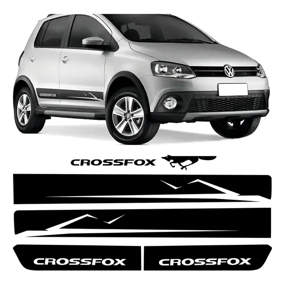 Kit Adesivo Faixa Lateral Vw Crossfox 2010 2011 Preto Jogo Foto 1