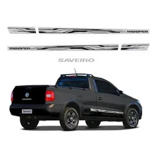 Kit Adesivo Faixa Para Volkswagen Saveiro Trooper 2013 14887 Cor PRATA Foto  mini 1