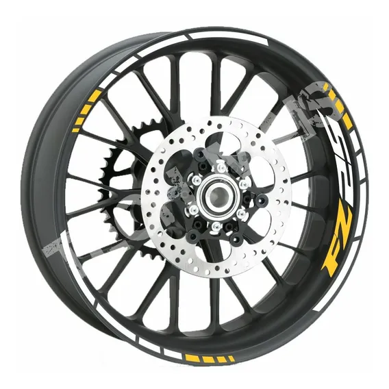 Kit Adesivo Friso Refletivo Roda Logo Moto Fazer 250 Fz25 Cor Amarelo/branco Adesivo Roda Refletivo Foto 1