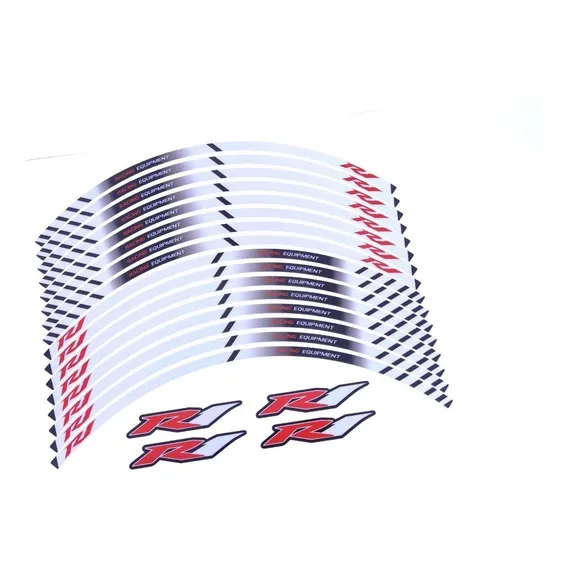 Kit Adesivo Friso Refletivo Roda Moto Yamaha R1 Fri29 Cor Adesivo Emblema Gráfico Friso Moto R1 Tricolor Foto 1