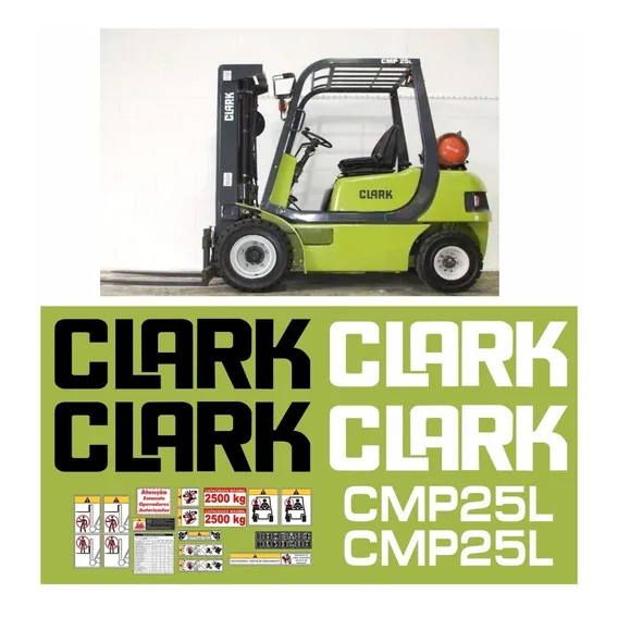 Kit Adesivo Gráfico Empilhadeira CompatÃvel Com Clark Cmp25l Foto 1